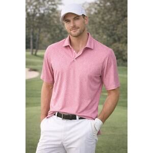 Turtleson men's XL performance polo shirt pink white check pattern gingham golf